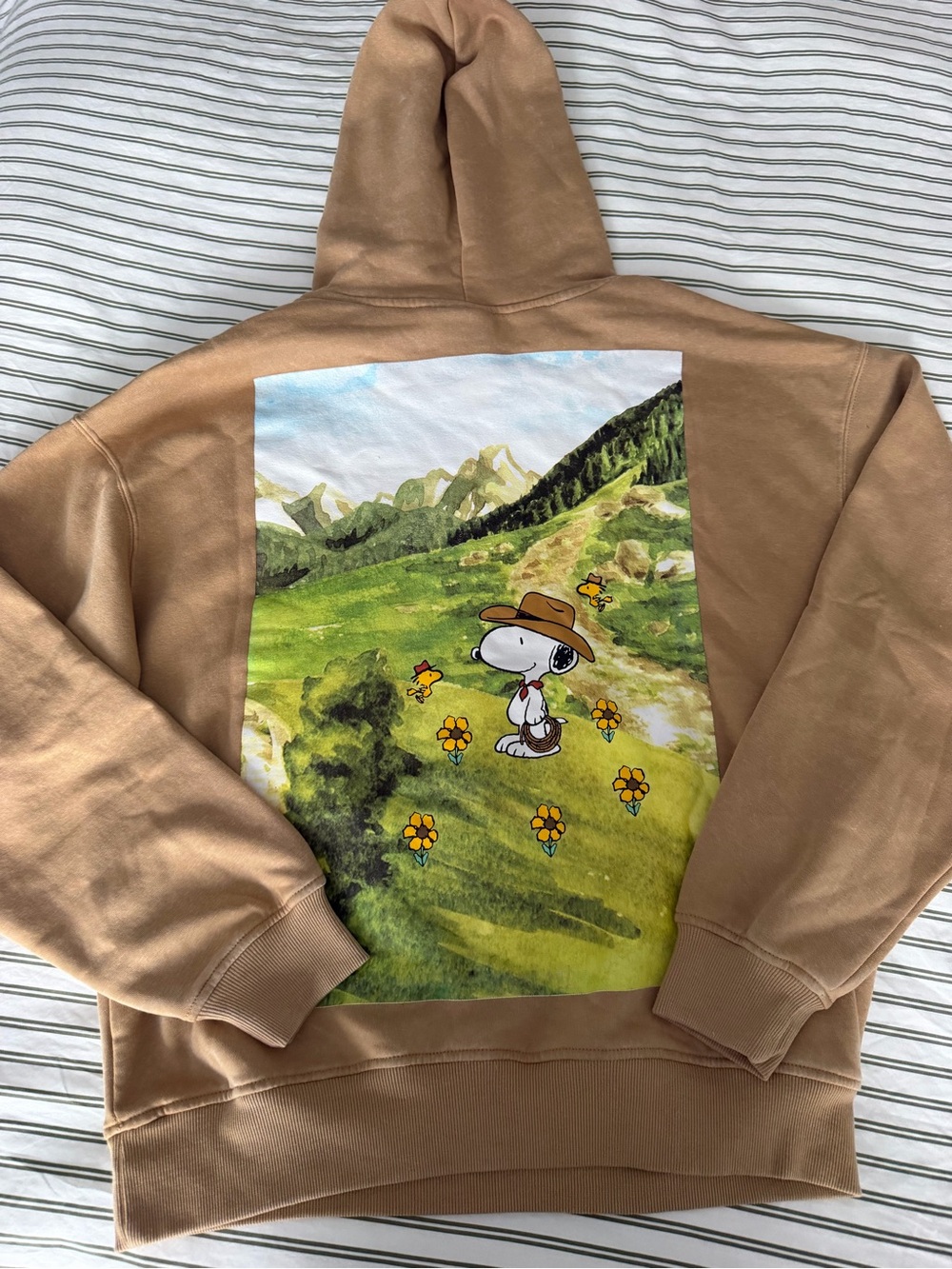 Peanuts Tan Crewneck Sweatshirt with Snoopy Country Graphic